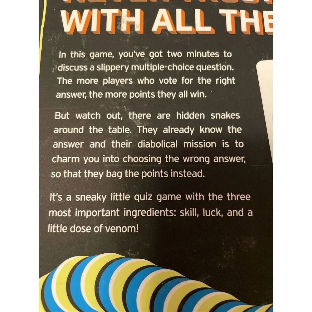 Snakesss Board Game by Big Potato Games Trivia Type Game NEW Open Box
